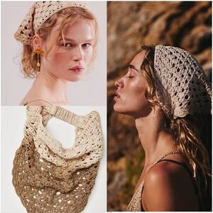 Free People x Nam Josh Kelley Crochet Hair Scarf Brown Ombre